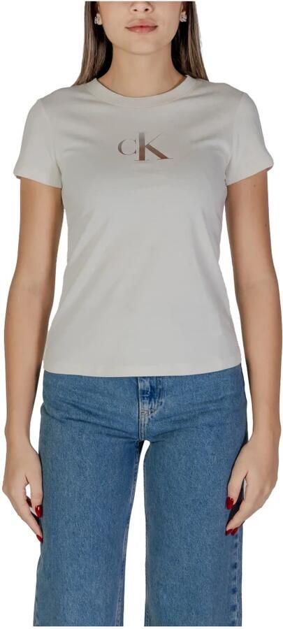 Calvin Klein Jeans Beige Katoenen Dames T-shirt Lente Zomer Beige Dames