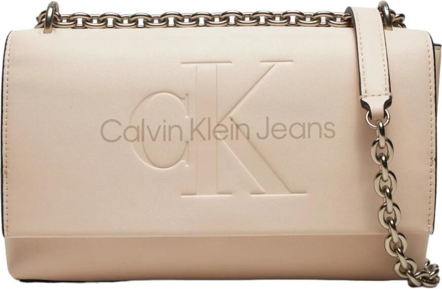 Calvin Klein Jeans Roze Faux Leren Schoudertas Met Kliksluiting Pink Dames - Foto 4