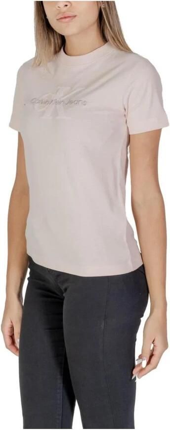 Calvin Klein Jeans Geborduurde Tee Model Roze Elegant T-Shirt Pink Dames - Foto 3
