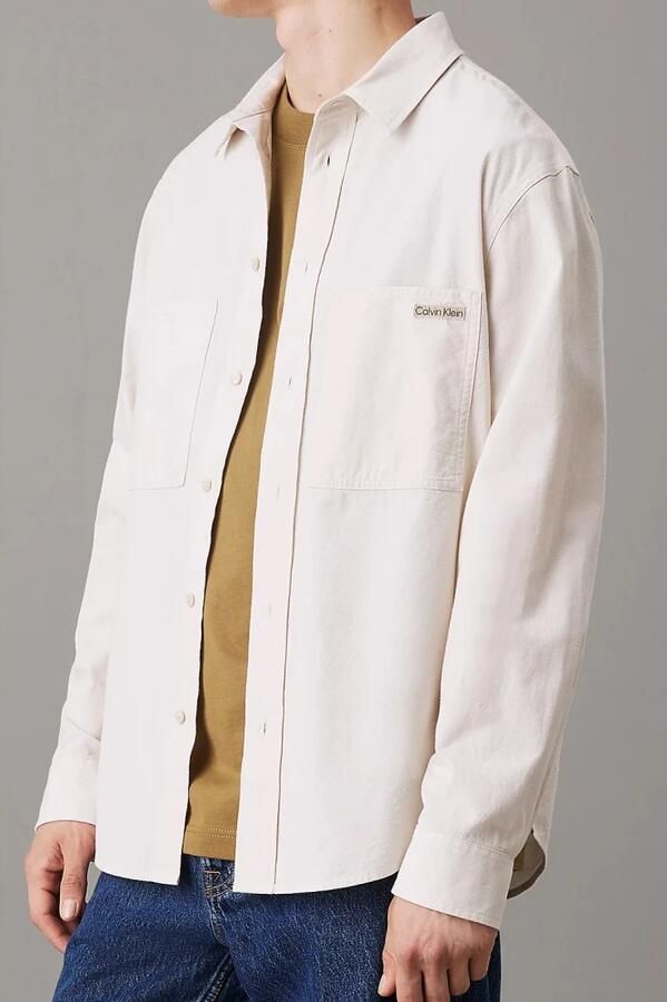 Calvin Klein Jeans Beige Effen Button-Up Shirt Lente Zomer Beige Heren - Foto 3