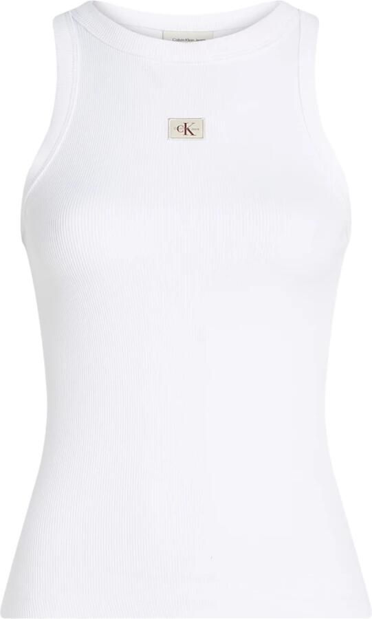 CALVIN KLEIN Dames Tops & T-shirts Woven Label Rib Tank Top Wit - Foto 5