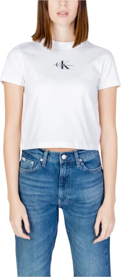 Calvin Klein Jeans Wit Katoenen Ronde Hals T-Shirt White Dames - Foto 2