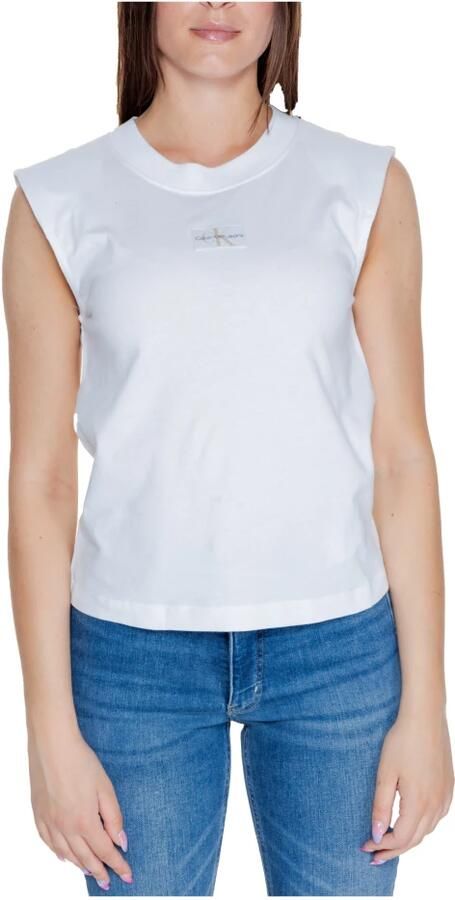 Calvin Klein Jeans Katoenen Korte Mouw T-shirt Dames Herfst Winter White Dames - Foto 5
