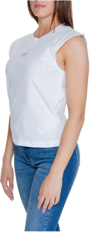 Calvin Klein Jeans Katoenen Korte Mouw T-shirt Dames Herfst Winter White Dames - Foto 4