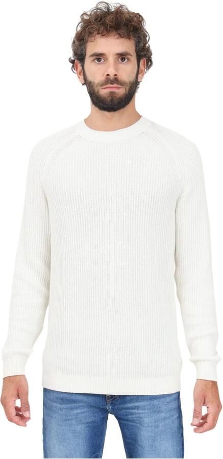 Calvin Klein Jeans Witte Katoenen Gebreide Ronde Hals Trui White Heren - Foto 3