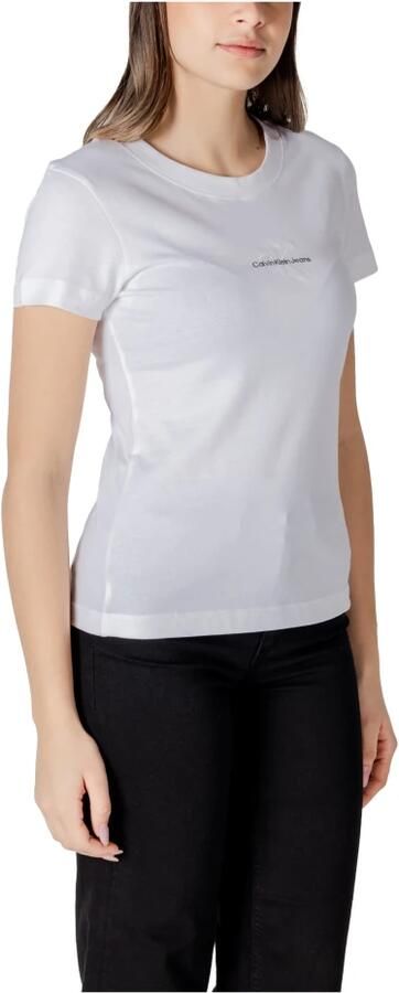 Calvin Klein Jeans Witte Katoenen T-shirt met Ronde Hals White Dames