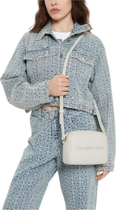 Calvin Klein Jeans Witte Polyurethaan Dames Handtas Lente Zomer Collectie White Dames