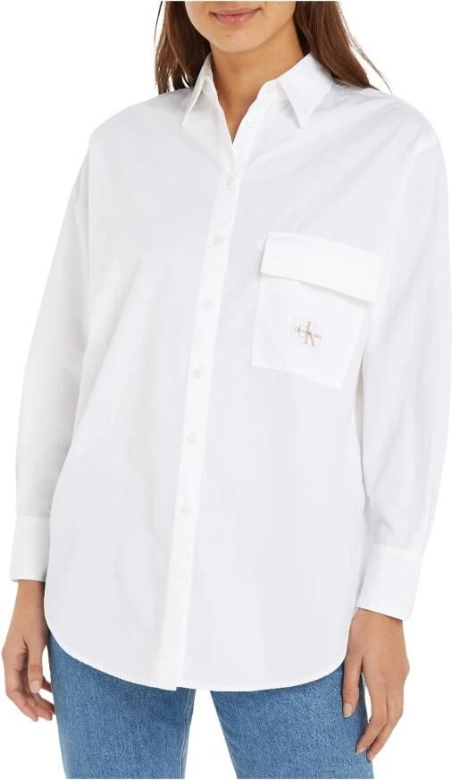 Calvin Klein Katoenen Utility Blouse Herfst Winter Collectie White Dames - Foto 7