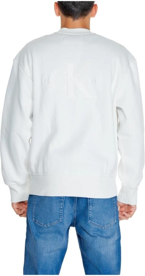 Calvin Klein Jeans Witte Zip-Up Sweatshirt Mannen Herfst Winter White Heren