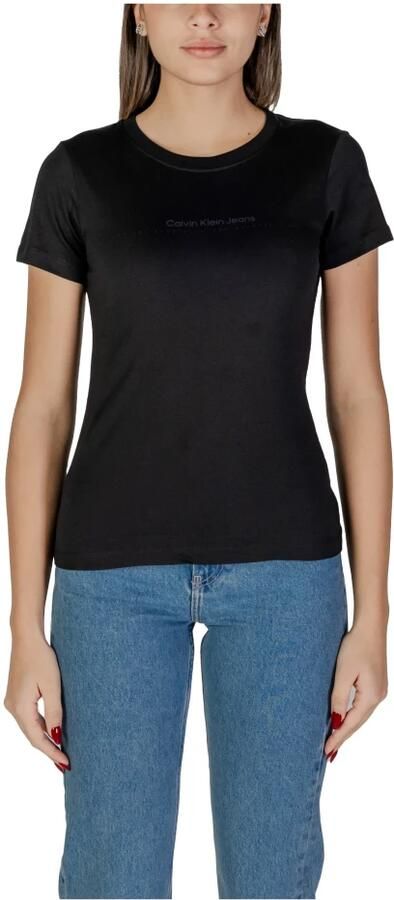 Calvin Klein Jeans Zwarte Katoenen Dames T-shirt Lente Zomer Black Dames - Foto 3