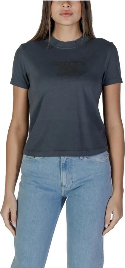 Calvin Klein Jeans Katoenen T-shirt met korte mouwen Lente Zomer Black Dames