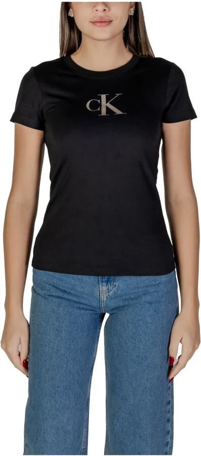 Calvin Klein Jeans Zwarte Katoenen Dames T-shirt Lente Zomer Black Dames