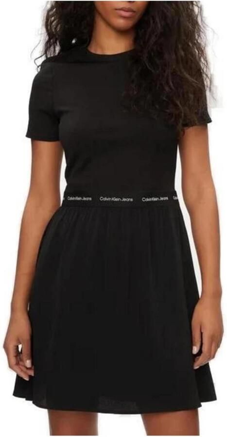 Calvin Klein Jeans Zwarte Viscose Korte Jurk Damesmode Black Dames - Foto 5