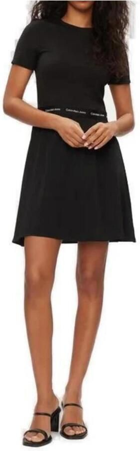 Calvin Klein Jeans Zwarte Viscose Korte Jurk Damesmode Black Dames - Foto 4