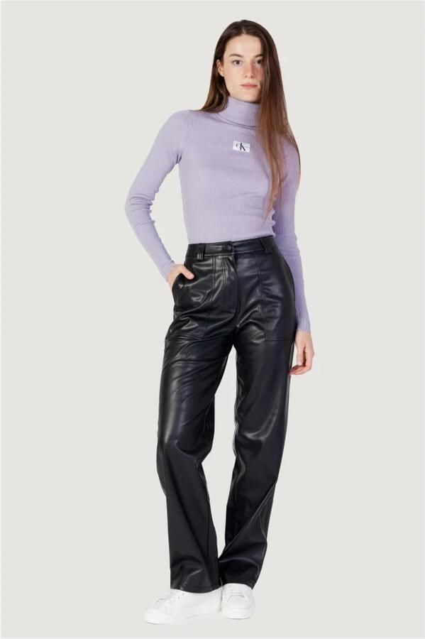 Calvin Klein Jeans Polyester Regular Broeken Herfst Winter Collectie Black Dames