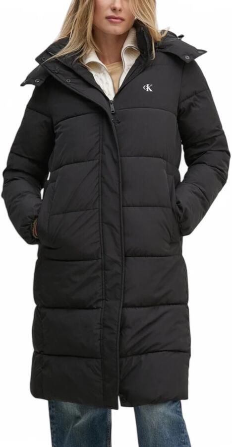 Calvin Klein Lange gewatteerde jas met afneembare capuchon Black Dames - Foto 3
