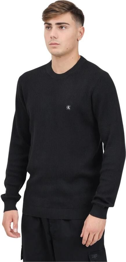 Calvin Klein Jeans Zwarte Crewneck Sweater Monogram CK Borduurwerk Black Heren - Foto 2