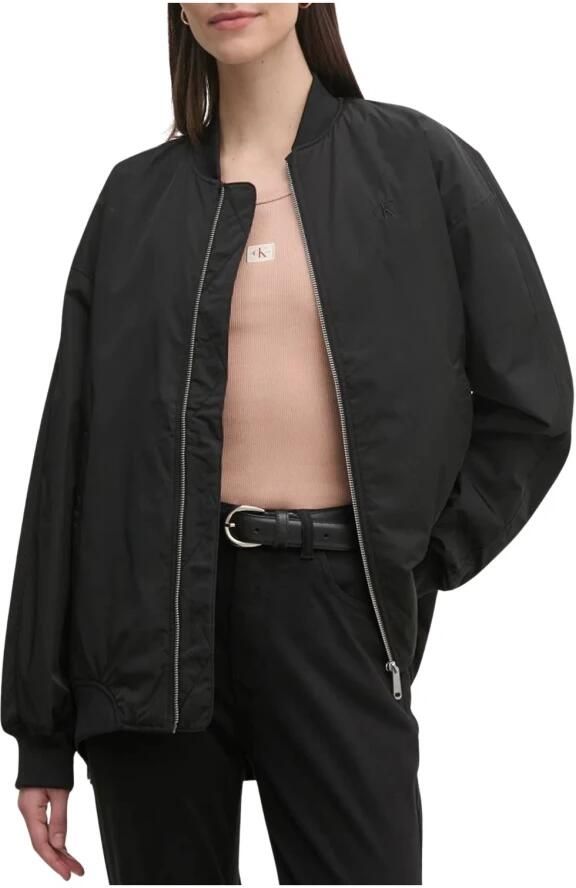 Calvin Klein Bomberjack LONG BOMBER met logo-opdruk tailleafsluiting versmald door elastiek - Foto 8