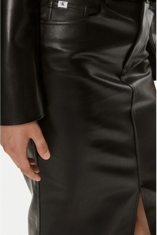 Calvin Klein Jeans Zwarte Midi Rok van Imitatieleer Black Dames - Foto 2