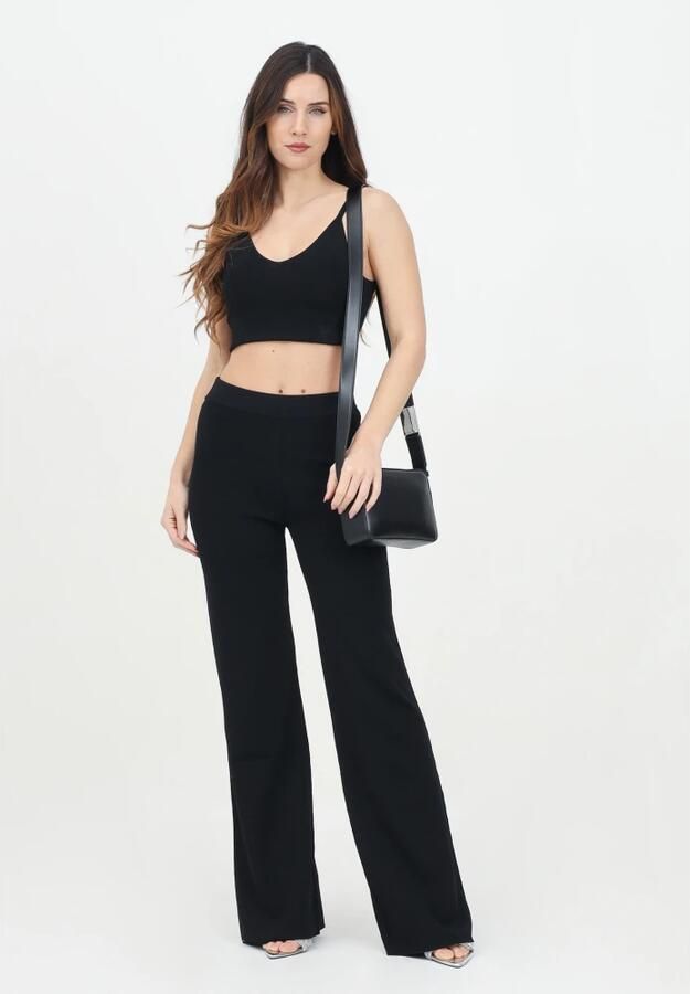 Calvin Klein Jeans Zwarte Gebreide Broek Wijde Snit Black Dames - Foto 2