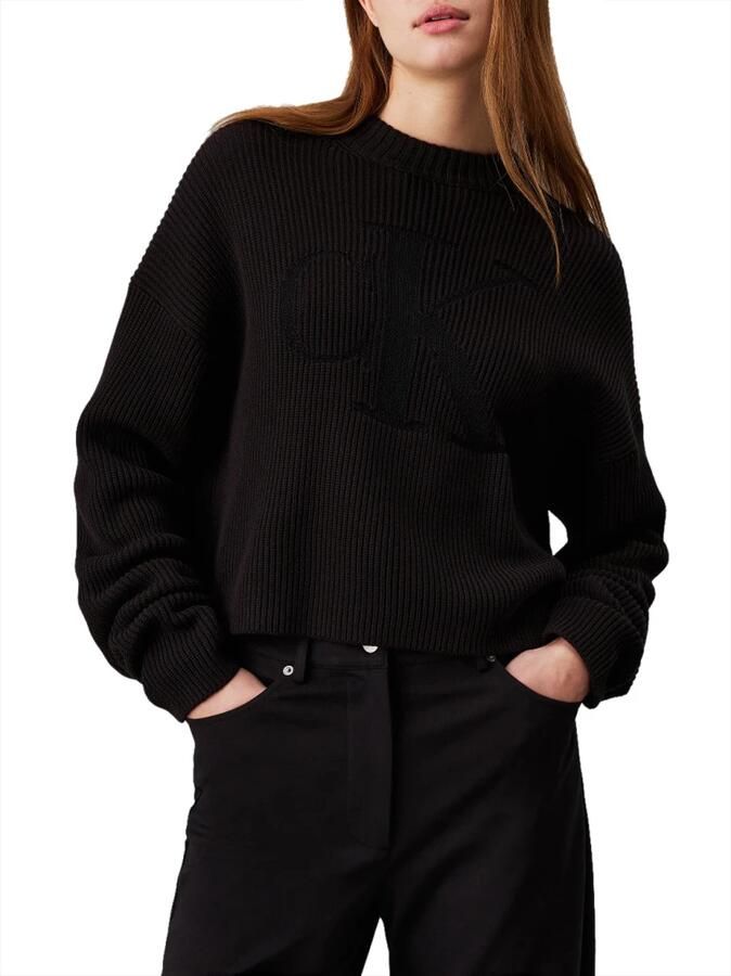 Calvin Klein Trui met staande kraag LOGO INTARSIA REGULAR SWEATER - Foto 12