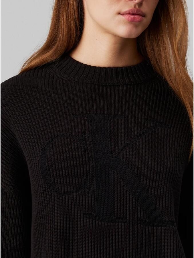 Calvin Klein Trui met staande kraag LOGO INTARSIA REGULAR SWEATER - Foto 3