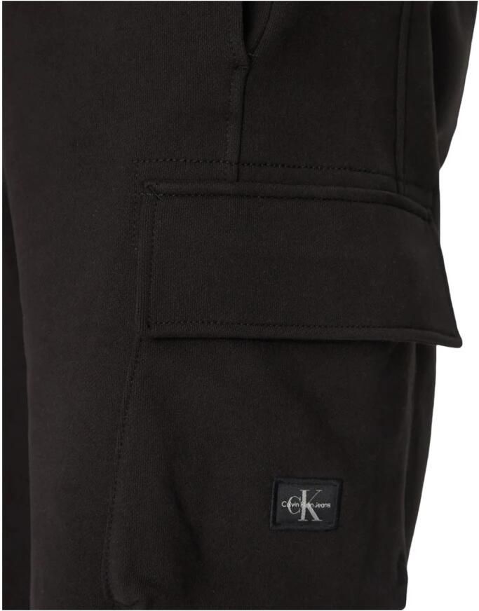 Calvin Klein Jeans Zwarte Katoenen Shorts Rechte Snit Monogram Black Heren