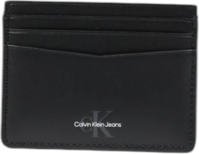 Calvin Klein Jeans Zwarte leren kaarthouder Lente Zomer Collectie Black Heren
