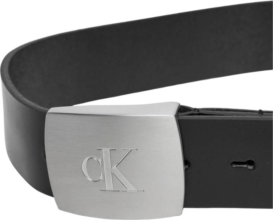 Calvin Klein Jeans Zwarte Leren Riem met Klassieke Gesp Black Heren