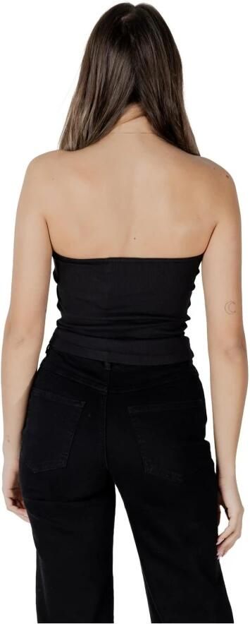 CALVIN KLEIN Dames Tops & T-shirts Woven Label Rib Sleeveless Top Zwart
