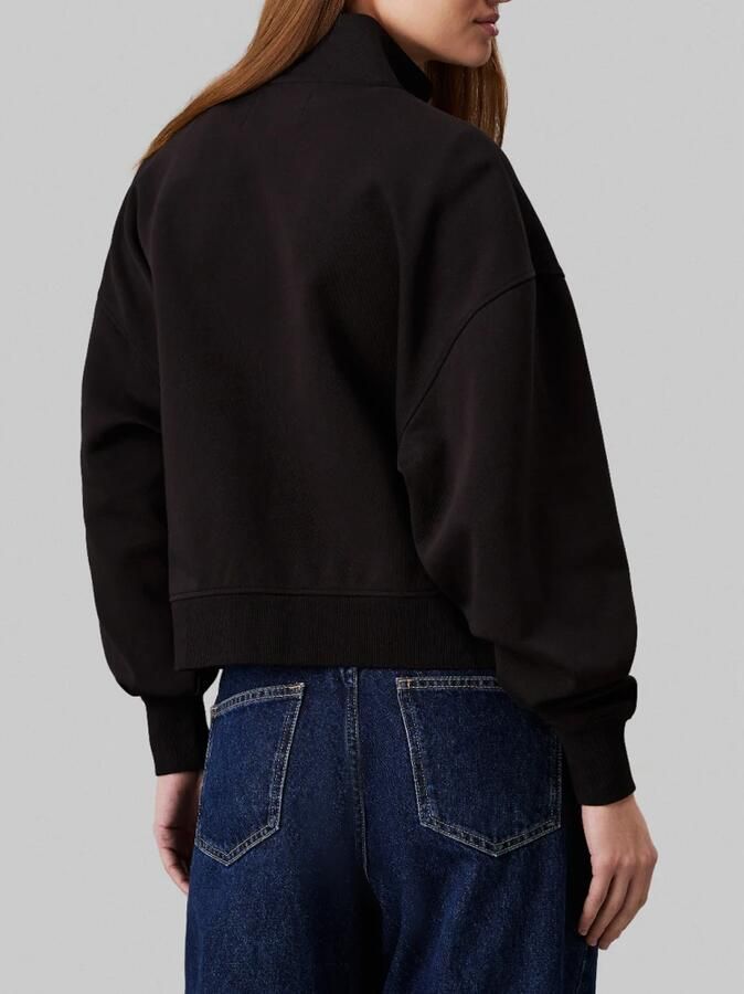 Calvin Klein Jeans Zwarte trui met satijnen logo applicatie Black Dames - Foto 2