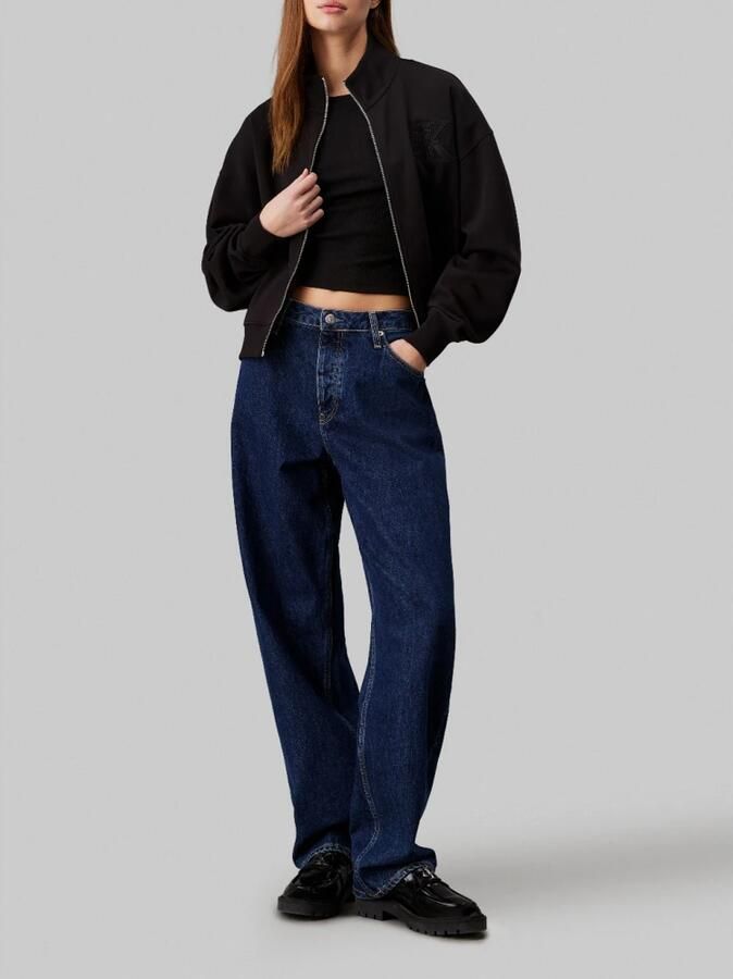 Calvin Klein Jeans Zwarte trui met satijnen logo applicatie Black Dames - Foto 3