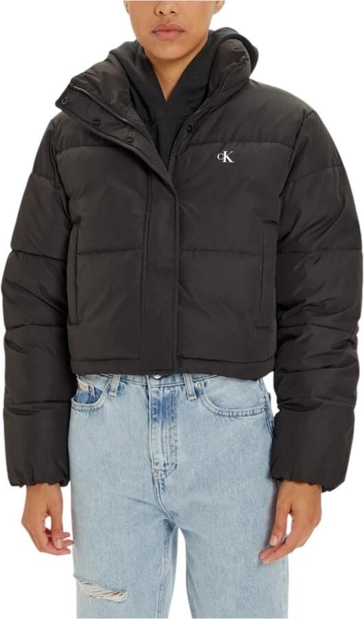 Calvin Klein Jeans Zwarte Turtleneck Zip-Up Jas met Zakken Black Dames - Foto 3