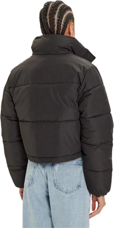 Calvin Klein Jeans Zwarte Turtleneck Zip-Up Jas met Zakken Black Dames