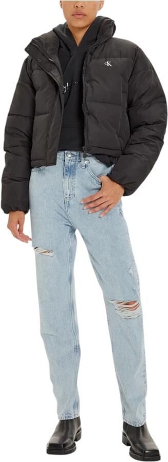 Calvin Klein Jeans Zwarte Turtleneck Zip-Up Jas met Zakken Black Dames - Foto 6