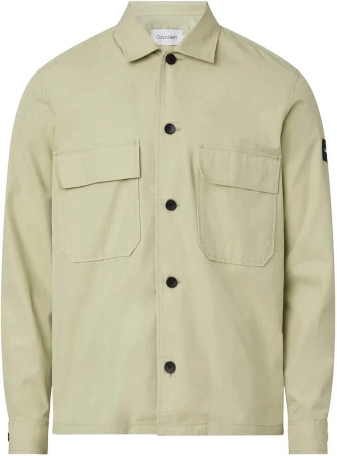 Calvin Klein Katoen Nylon Overshirt Jas Green Heren