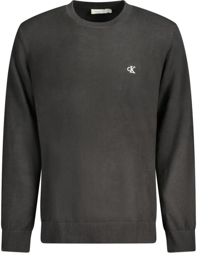 Calvin Klein Jeans Zwarte Katoenen Sweatshirt Lange Mouw Ronde Hals Black Heren