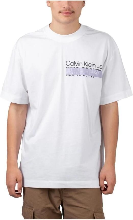 Calvin Klein Jeans T-shirt van katoen met labelprint - Foto 3