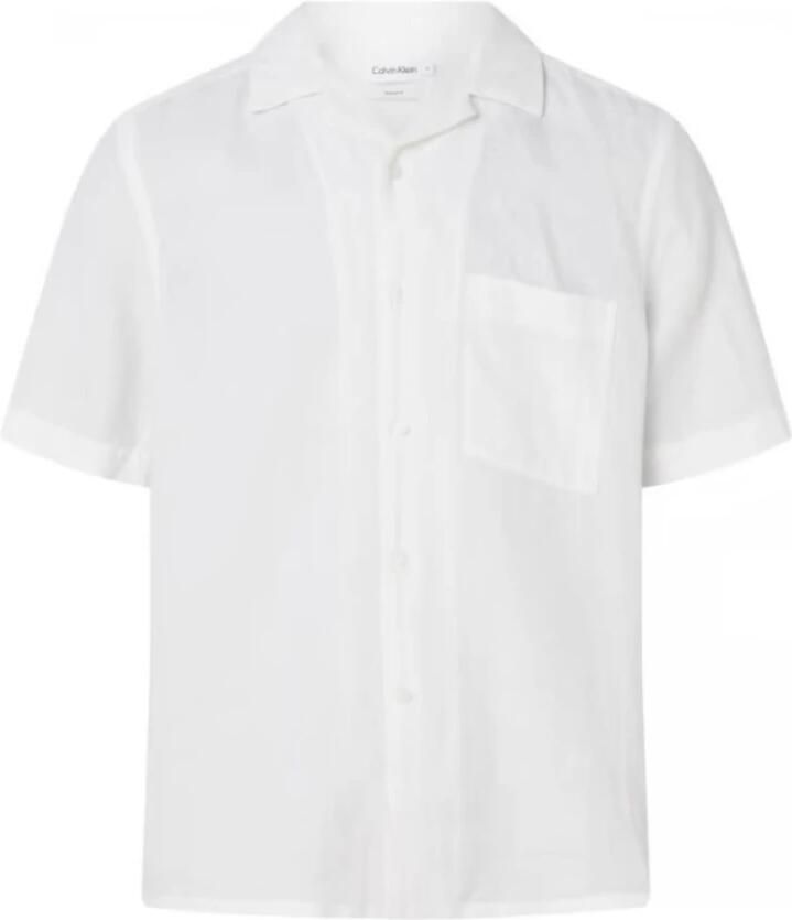 Calvin Klein Linnen Katoen Cubaanse Korte Mouw Overhemd White Heren - Foto 4