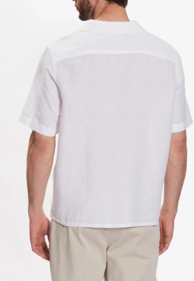 Calvin Klein Linnen Katoen Cubaanse Korte Mouw Overhemd White Heren - Foto 3