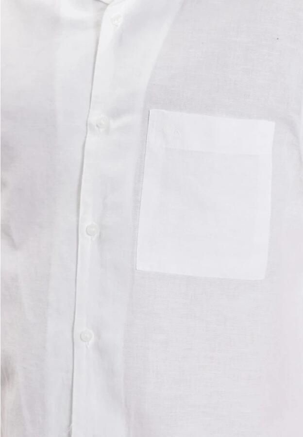 Calvin Klein Linnen Katoen Cubaanse Korte Mouw Overhemd White Heren