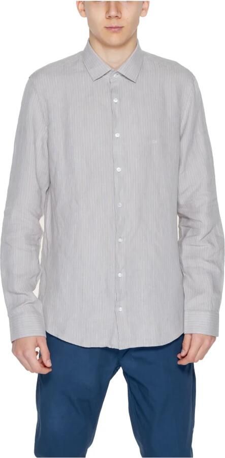 Calvin Klein Linnen Overhemd Lange Mouwen Lente Zomer Collectie Beige Heren - Foto 4