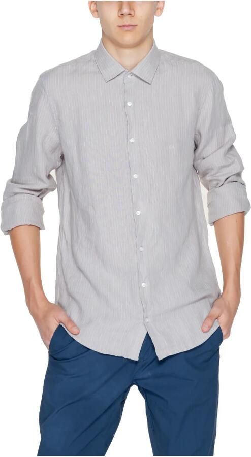 Calvin Klein Linnen Overhemd Lange Mouwen Lente Zomer Collectie Beige Heren