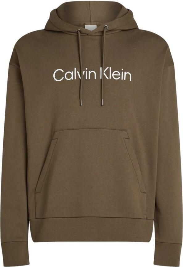 Calvin Klein Logo Katoenen Hoodie Brown Heren