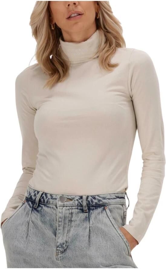 CALVIN KLEIN Dames Tops & T-shirts Stacked Logo Ls Roll Neck Beige - Foto 3