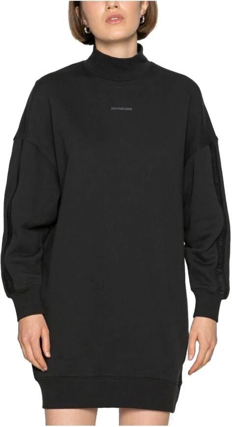 Calvin Klein Zwarte Mini Jurk Logo Trim Mock Neck Dress - Foto 4
