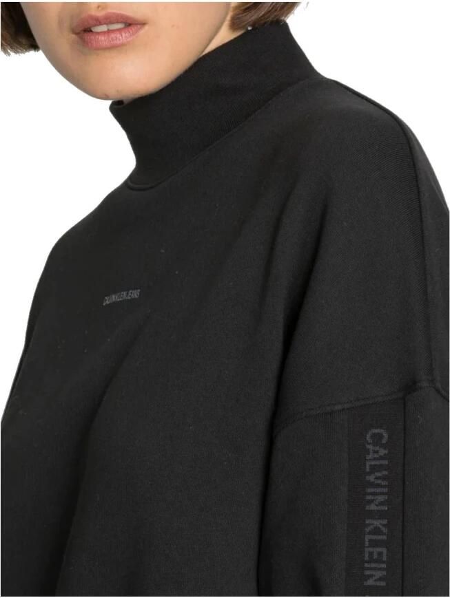 Calvin Klein Zwarte Mini Jurk Logo Trim Mock Neck Dress - Foto 3
