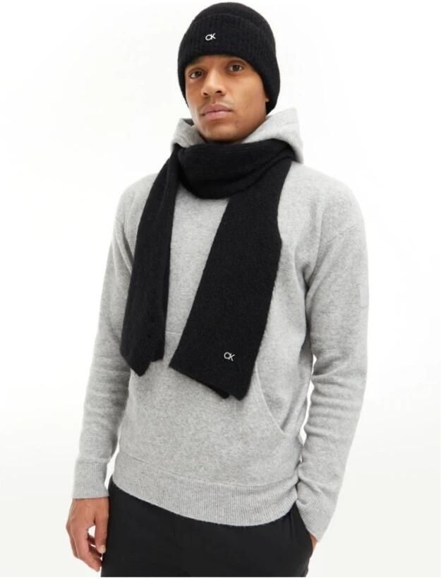 Calvin Klein Luxe Wol Beanie Zwart Alpaca Mix Black Heren