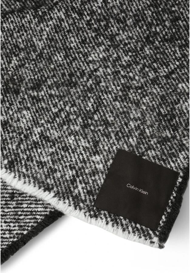 Calvin Klein Luxe wollen blend gebreide sjaal Black Dames