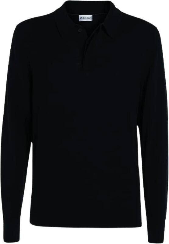 Calvin Klein Heren Merino Wol Lange Mouw Polo Black Heren
